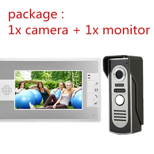 7" Video Intercom System Doorbell Night Vision IR 700Tvl Door Camera Waterproof Unlock for Home Apartment Video Door Phone